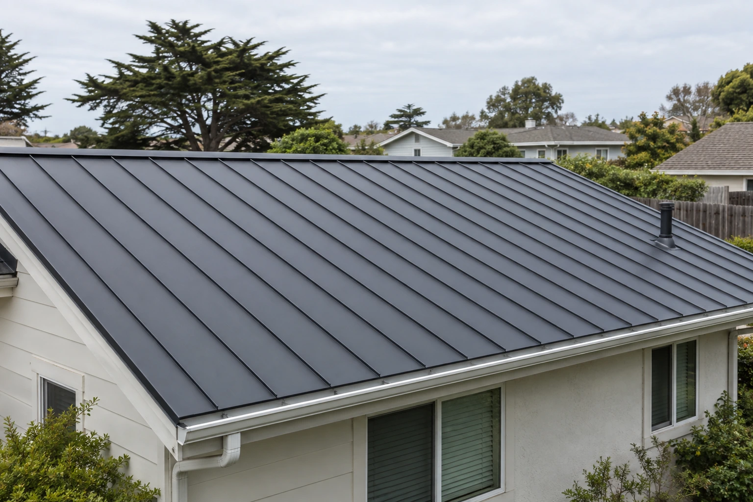 Standing seam metal roof on a residence