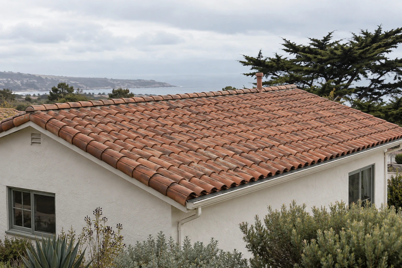 Tile roof on a California style home
